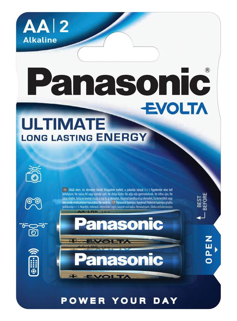 Panasonic LR6EGE-2BP EVOLTA szupertartós alkáli elem, AA (ceruza), 2 db/bliszter termék fő termékképe